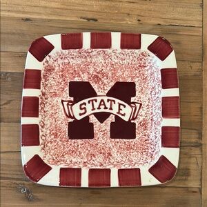 Mississippi State University Red and White Square Plate